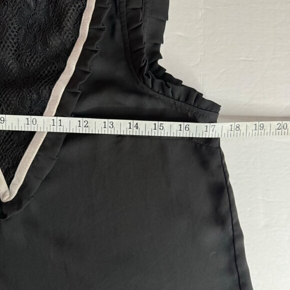 Moon Black Gray Sleeveless Blouse Lace Insert Semi Sheer Women's Size Small EUC - Picture 8 of 8